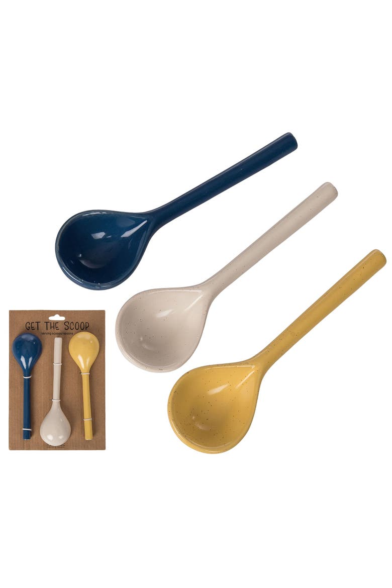 Ceramic Citrus Indigo Spoons Set of 3 Colorful Home Decor for Spring Kitchen and Dining, Main, color, Multicolored