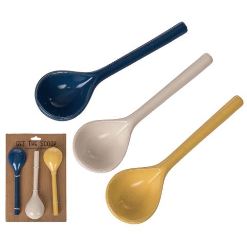 Ceramic Citrus Indigo Spoons Set of 3 Colorful Home Decor for Spring Kitchen and Dining