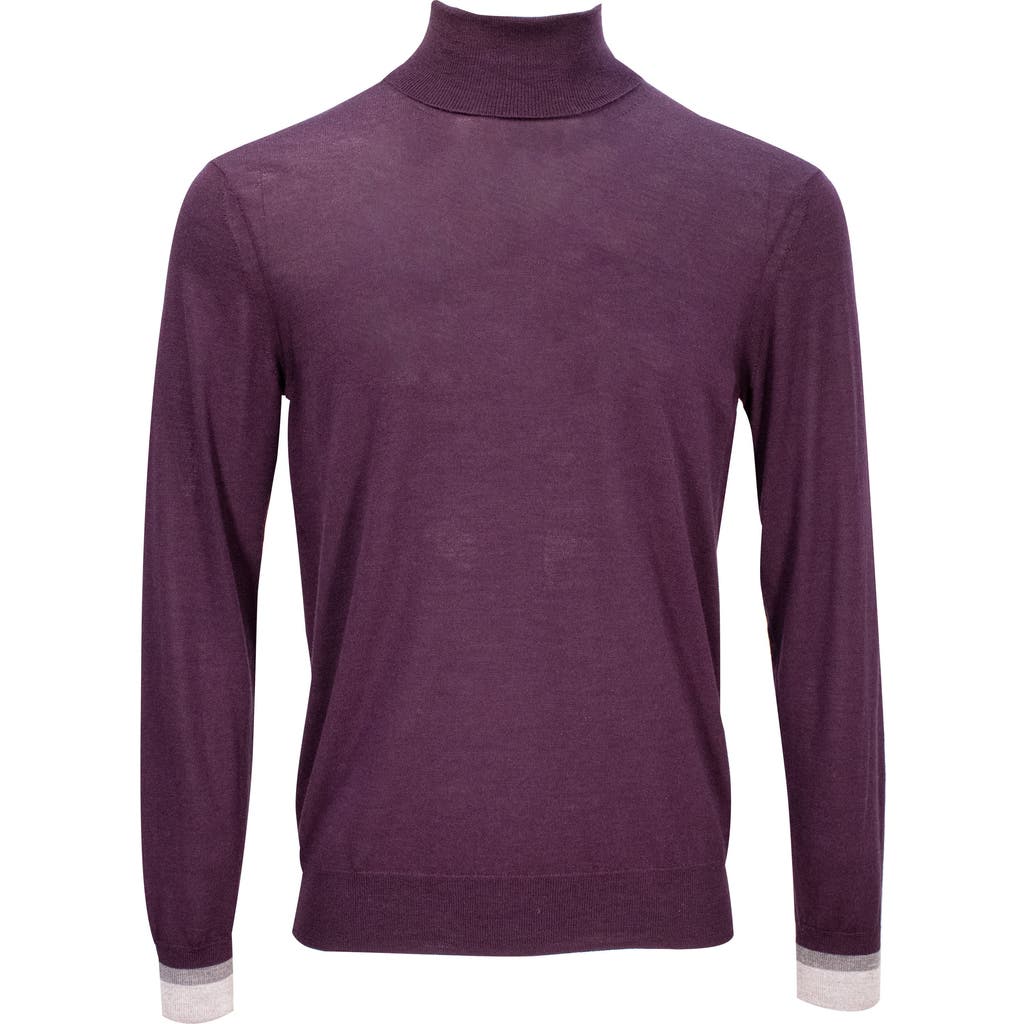 Lords Of Harlech Ronald Merino Wool Turtleneck Sweater In Purple