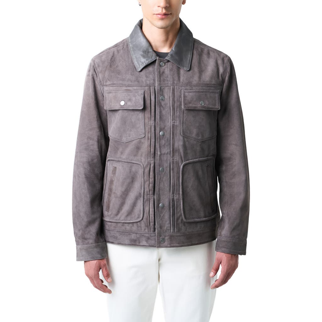 Velez Aron Suede Jacket For Men With Lea In Grey