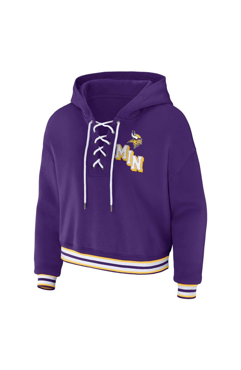 WEAR by Erin Andrews Women's WEAR by Erin Andrews Purple Minnesota Vikings Plus Size Lace-Up Pullover Hoodie, Alternate, color, 