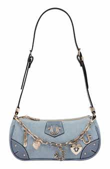 Horseshoe Chain Denim Baguette Bag