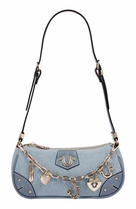Horseshoe Chain Denim Baguette Bag