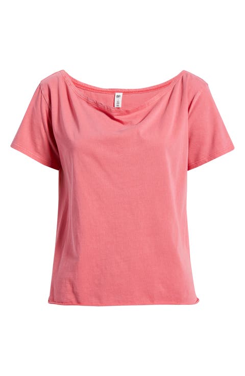 Relaxed Fit Boat Neck Cotton T-Shirt