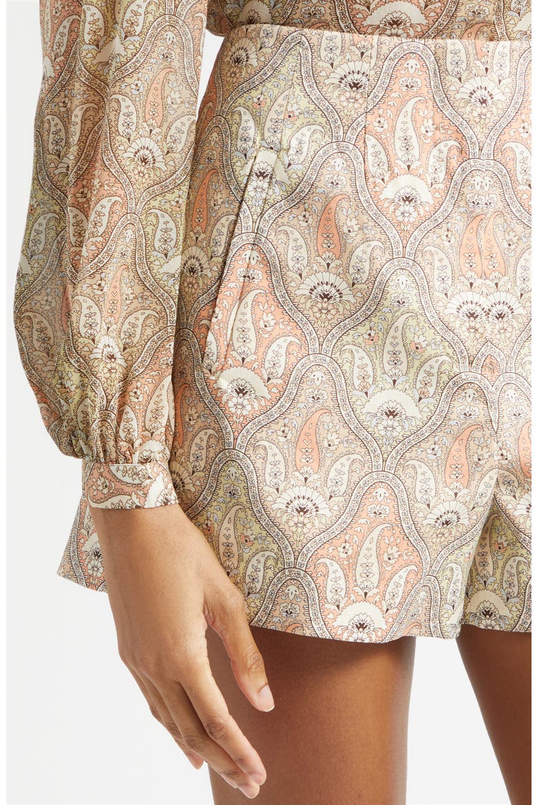 Jazmin Paisley Linen Blend Shorts, Alternate, color, STONE KHAKI MULTI