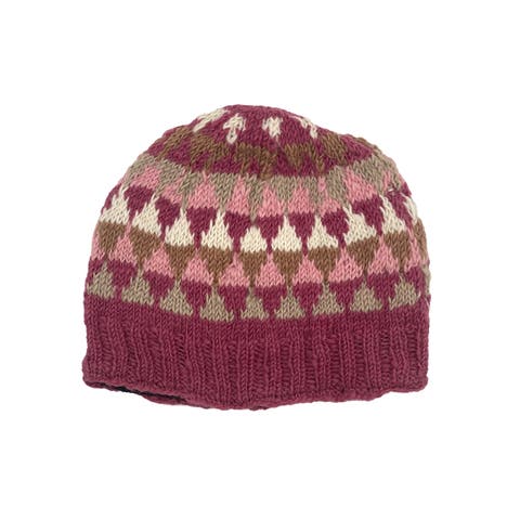 Women’s Artisan Hand-Knit Jaya Harlequin Wool Beanie Hat