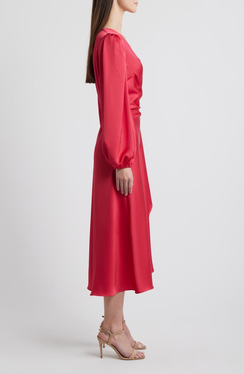 Sam Edelman Wrap Front Long Sleeve Satin Dress, Alternate, color, 