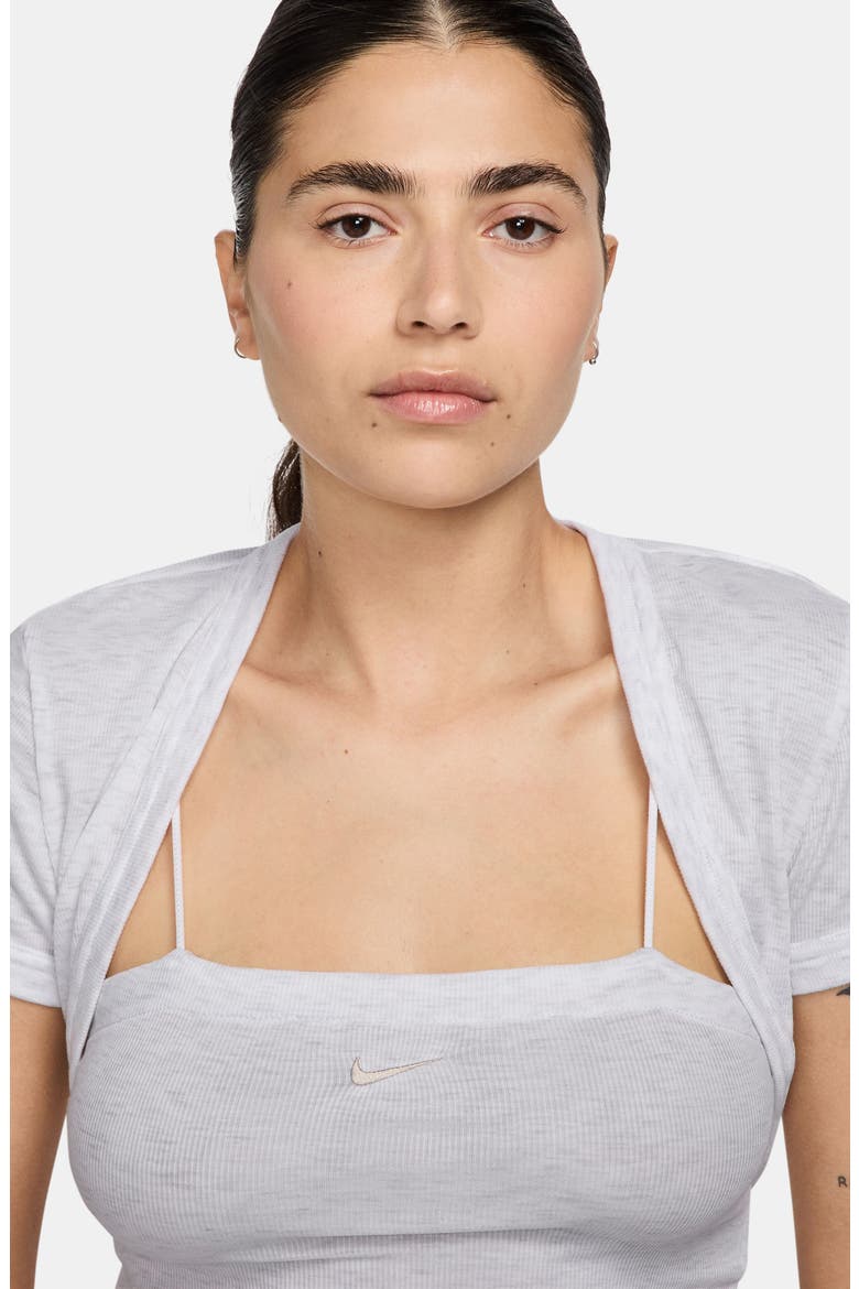 Sportswear Chill Rib Crop Camisole & Bolero Set, Alternate, color, 051 B HTHR/LTOWBR