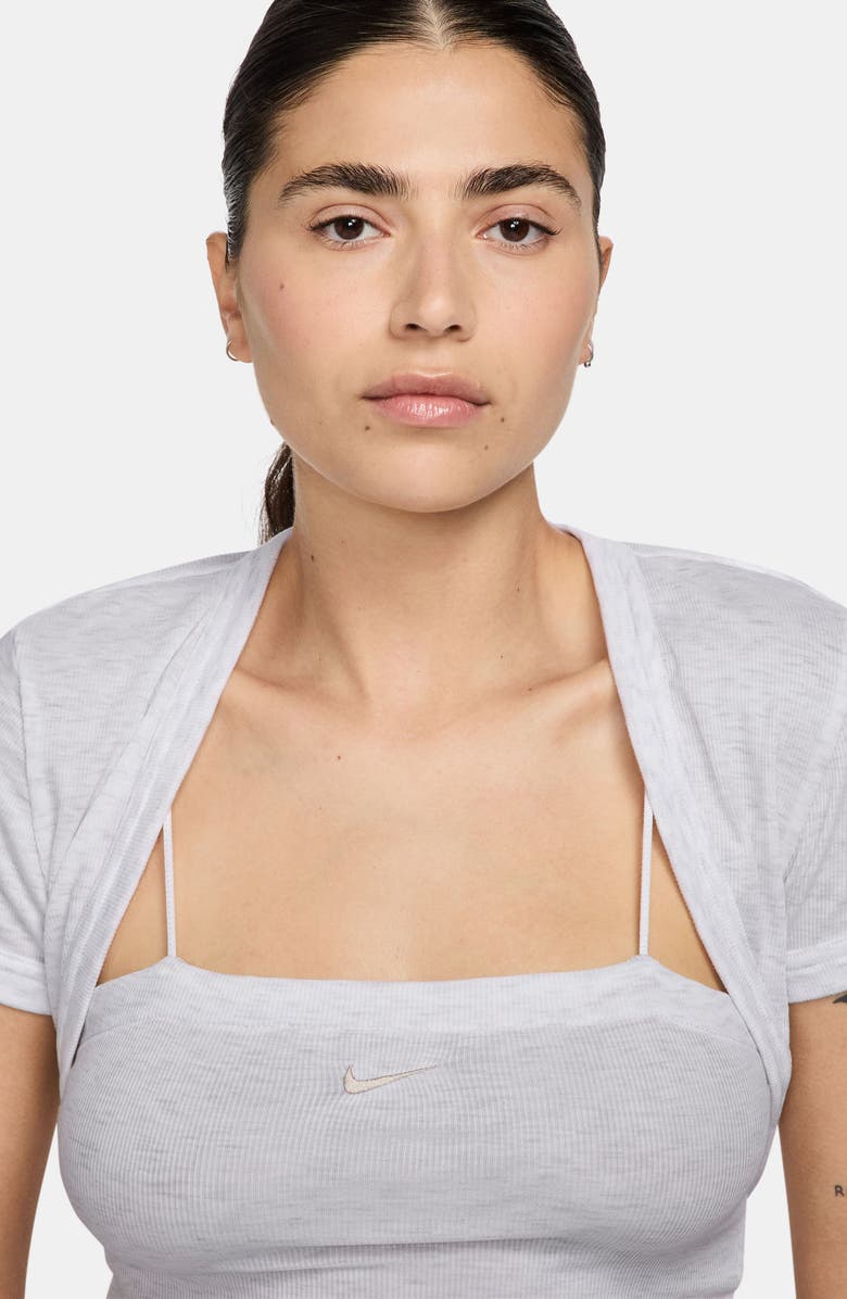 Nike Sportswear Chill Rib Crop Camisole & Bolero Set, Alternate, color, Birch Heather/ Lt Orewood Brn