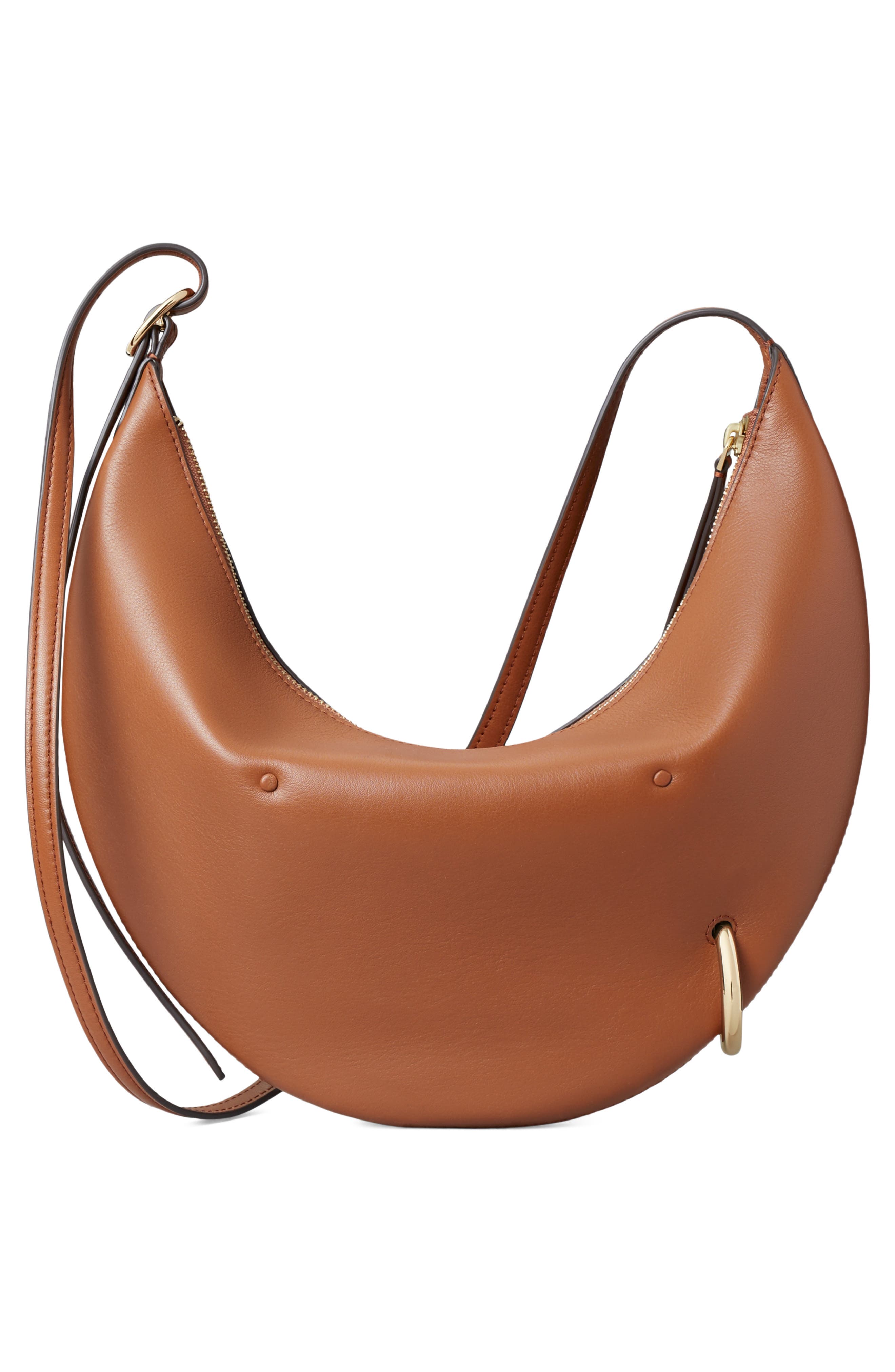 Pierced Leather Crossbody Bag, Alternate, color, AGED TAN