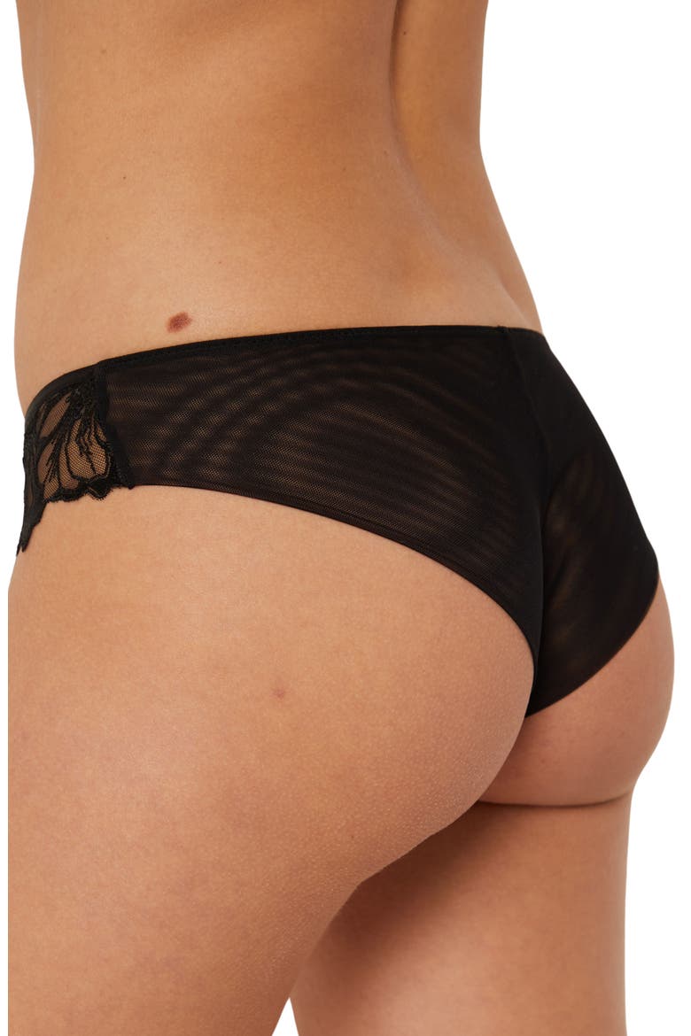 Amaryllis Lace & Satin Hipster Panties, Alternate, color, BLACK