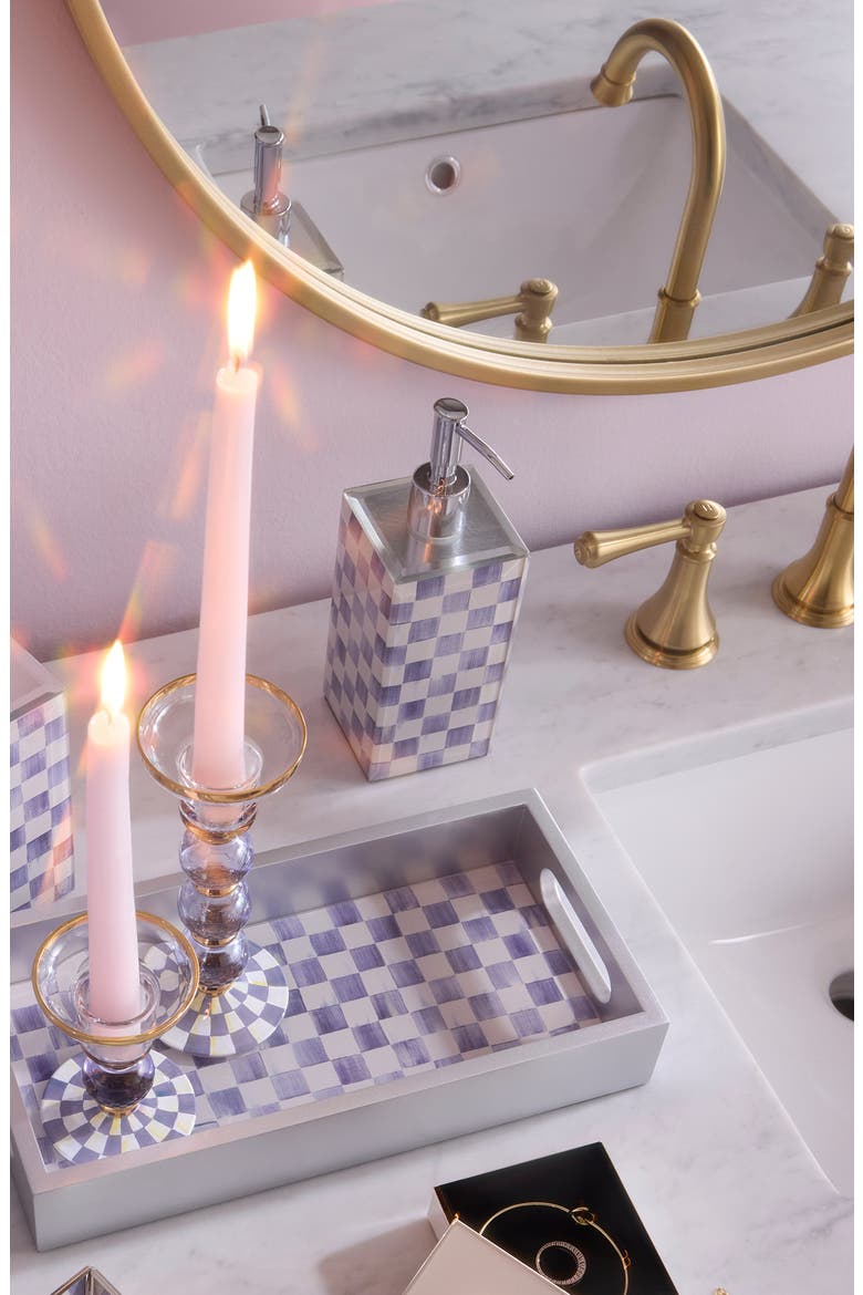 Violet Check Glass Soap Pump, Alternate, color, VIOLET