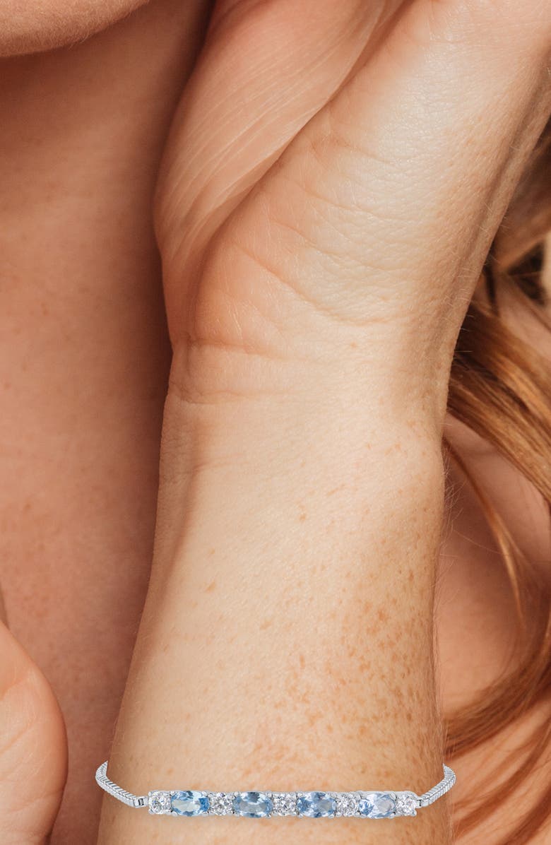 CZ by Kenneth Jay Lane Aqua & White Cubic Zirconia Bar Slider Bracelet, Alternate, color, Aqua/ Clear Silver