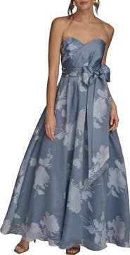 Donna Karan New York Floral Strapless Fit & Flare Gown