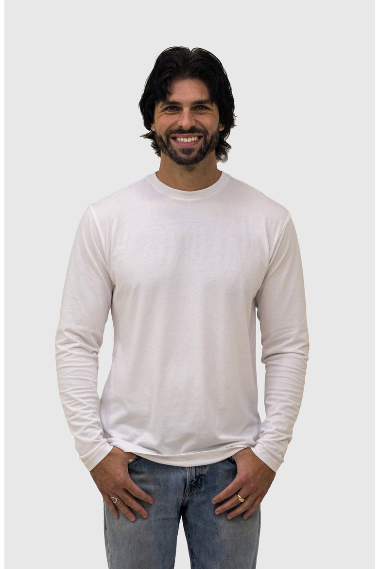 White Long Sleeve Crew Neck T-Shirt, Main, color, White