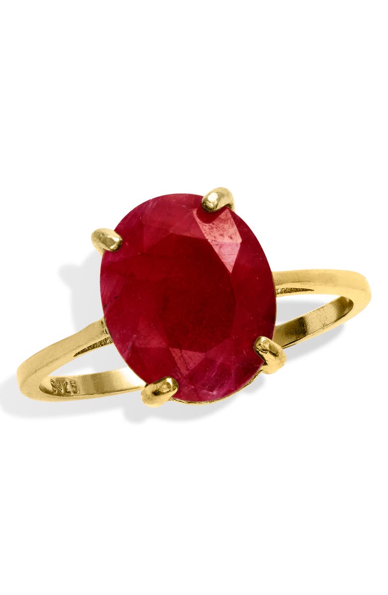 SAVVY CIE JEWELS 18K Yellow Gold Plated Silver Oval Ruby Ring ...