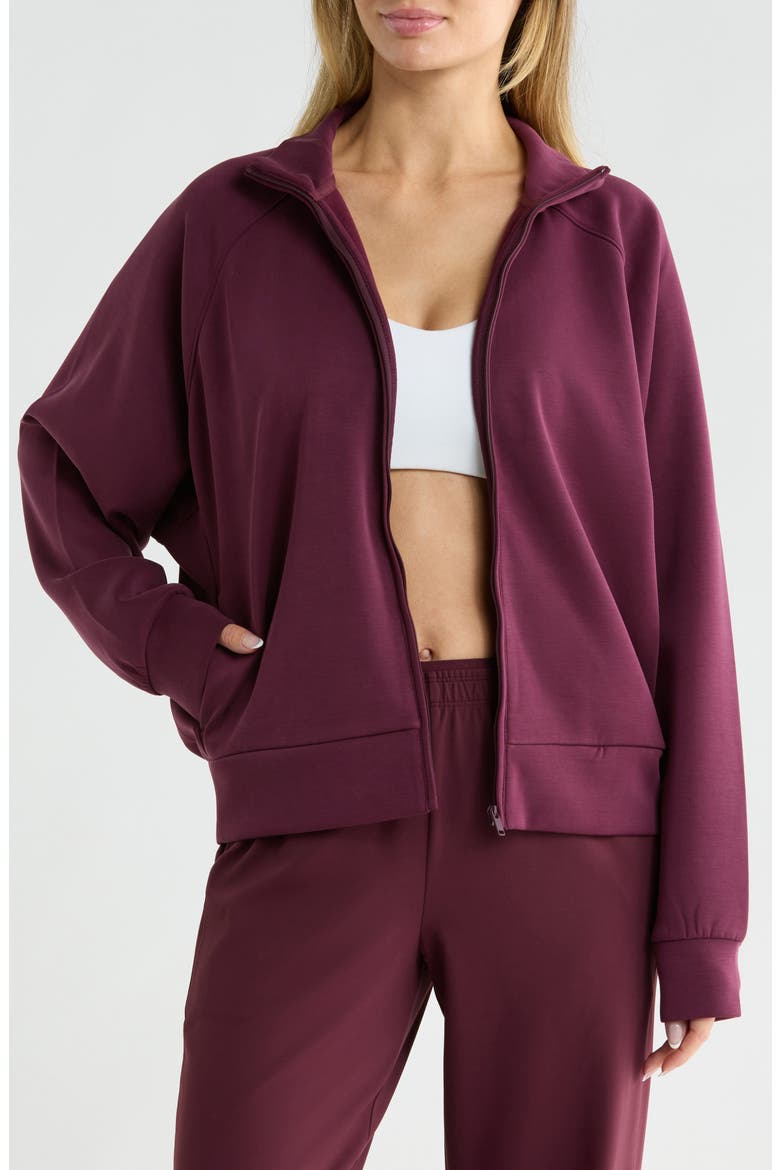 Cozy Luxe Track Jacket, Main, color, BURGUNDY STEM