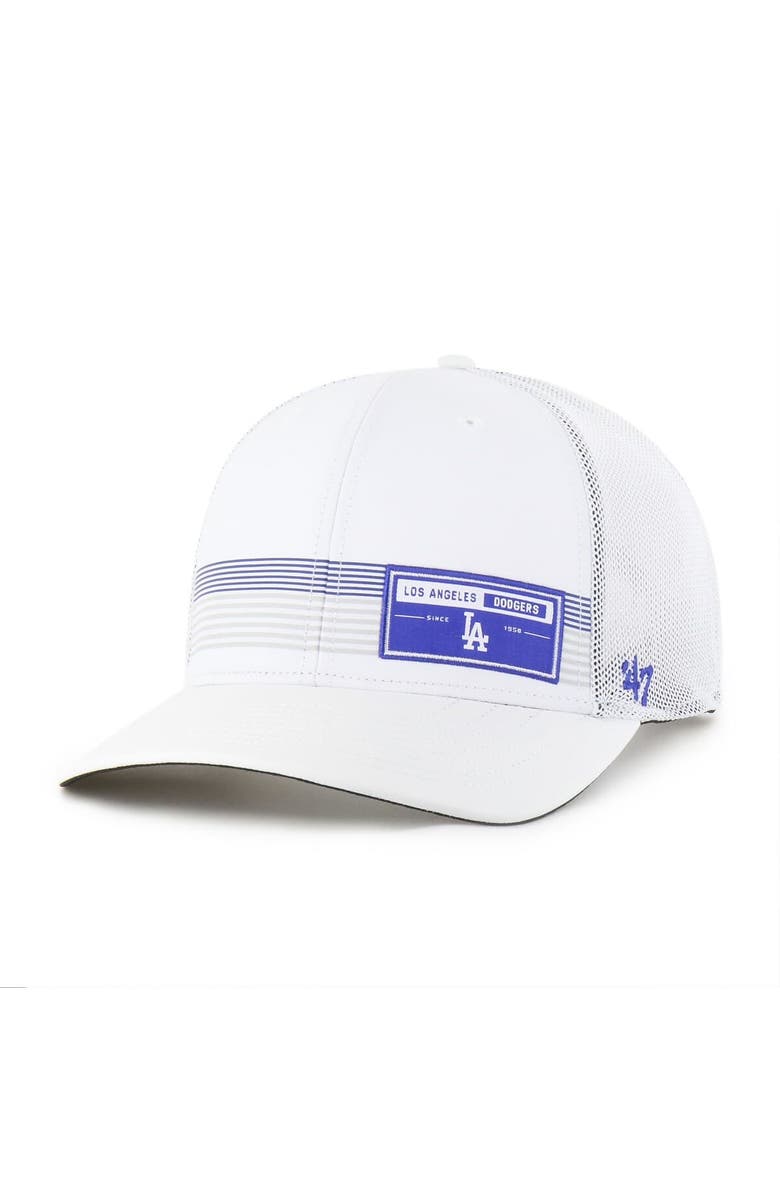 '47 Men's '47  White Los Angeles Dodgers Rangefinder brrr Trucker Adjustable Hat, Main, color, 