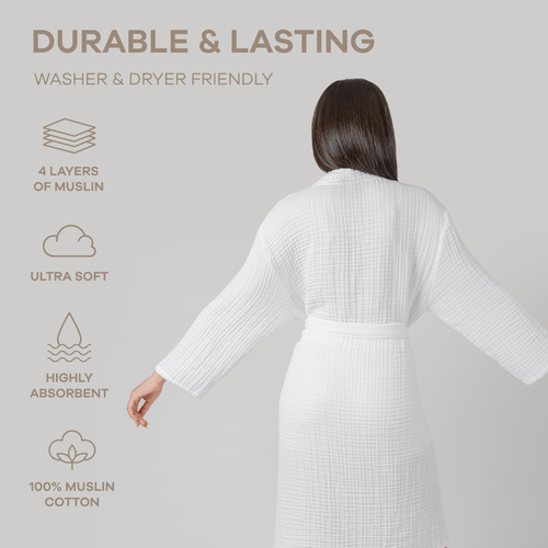 Comfy Cubs Adult Muslin Bathrobe In White