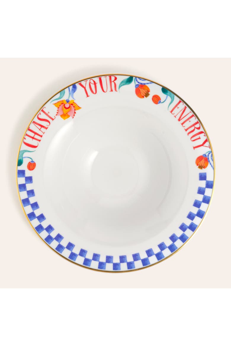 Lublin Energy Rimmed Porcelain Pasta Artisan Ceramic, Main, color, White