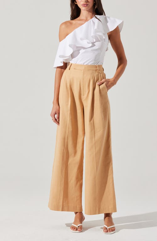 Astr The Label Felixia Ruffle Detail One-shoulder Cotton Top