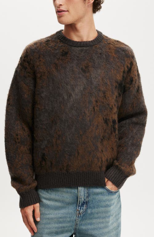 Cotton On Box Fit Fuzzy Crew Knit Sweater In Brown