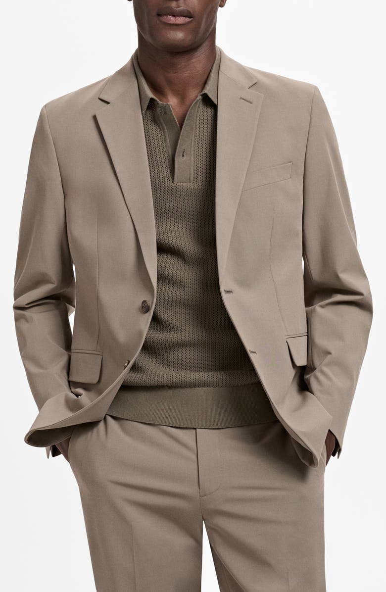 MANGO Slim Fit Suit Blazer, Main, color, Mink Grey
