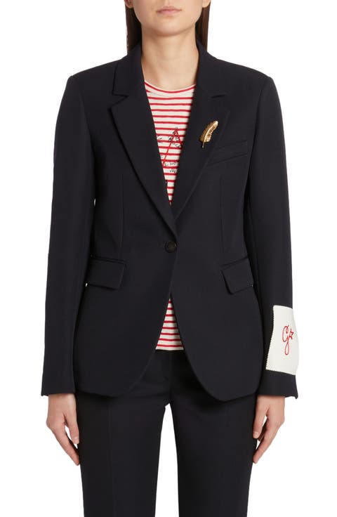 One-Button Gabardine Blazer