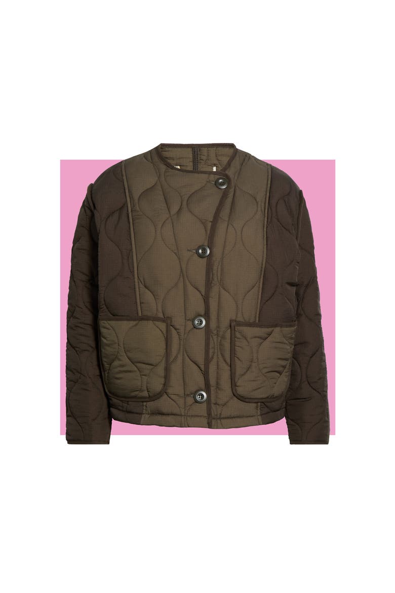 Quilted Jacket, Main, color, PINE GREEN / DK OLIVE