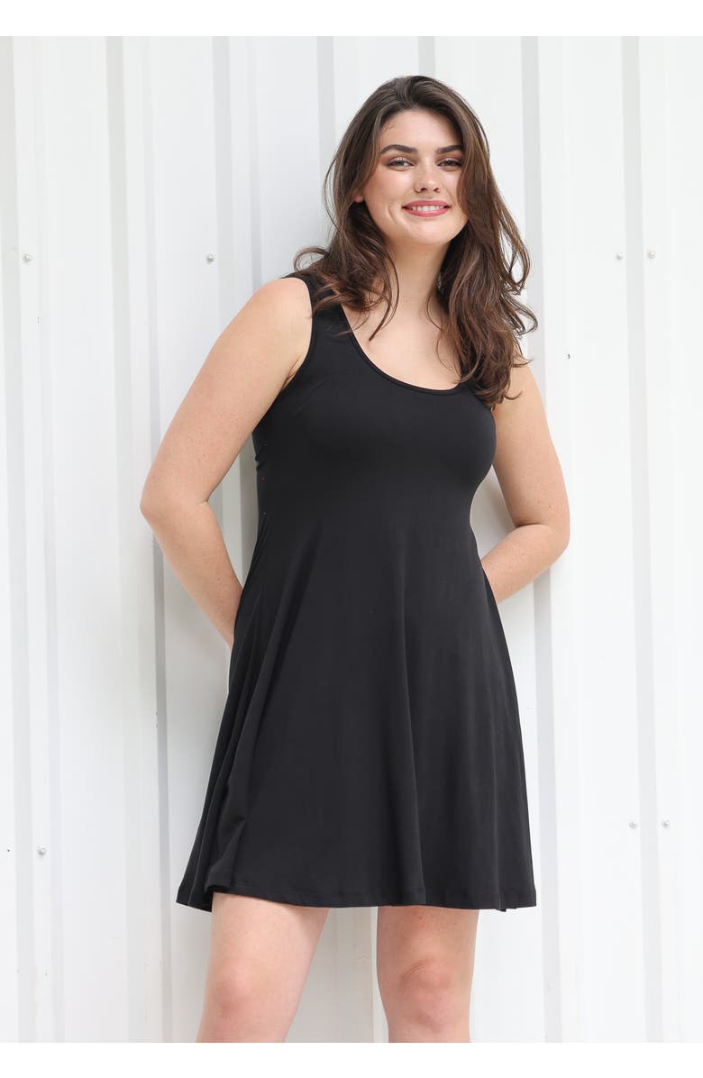 24seven Comfort Apparel Sleeveless A-Line Fit and Flare Skater Dress, Alternate, color, Black