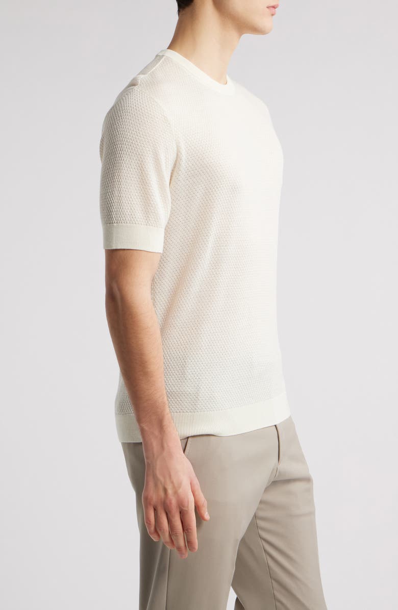 Emporio Armani Textured Dot Short Sleeve Crewneck Sweater, Alternate, color, Ivory