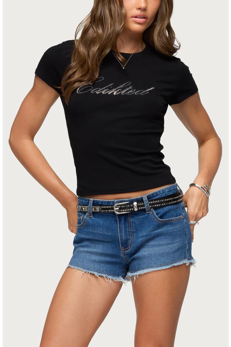 Icon Rhinestone Tee, Main, color, BLACK
