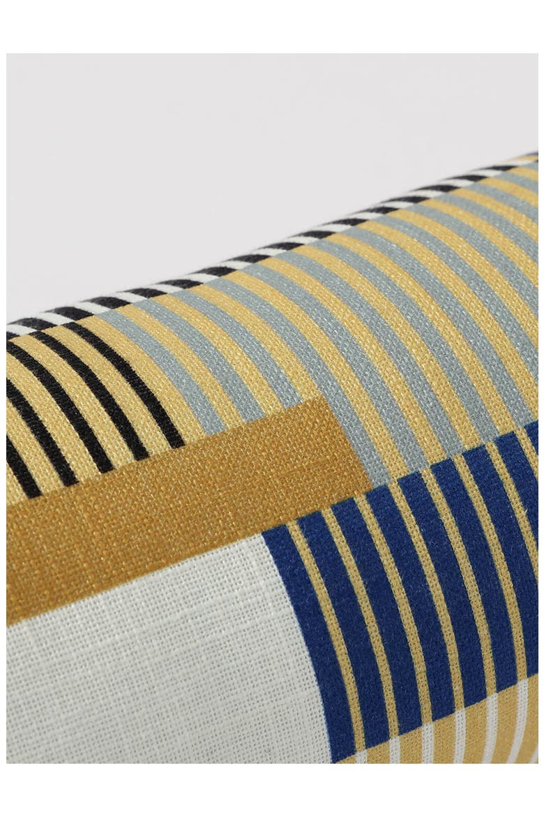 Plaid Embroidered Cotton Bolster Pillow, Alternate, color, GOLD