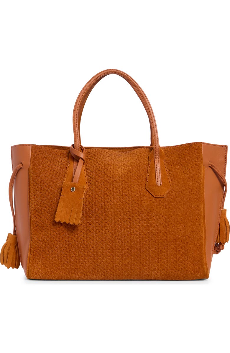 Longchamp Medium Leather Tote Bag, Main, color, Pumpkin