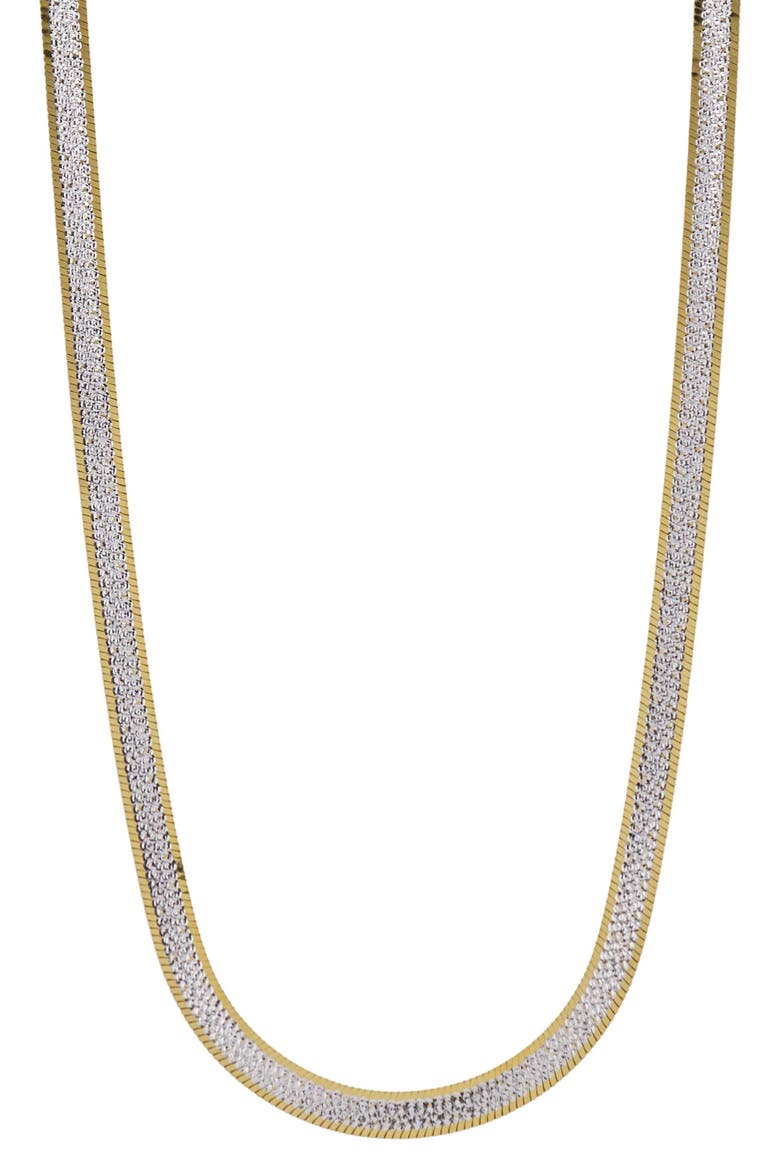 Two Tone Herringbone Chain Necklace, Main, color, GOLD/ SILVER
