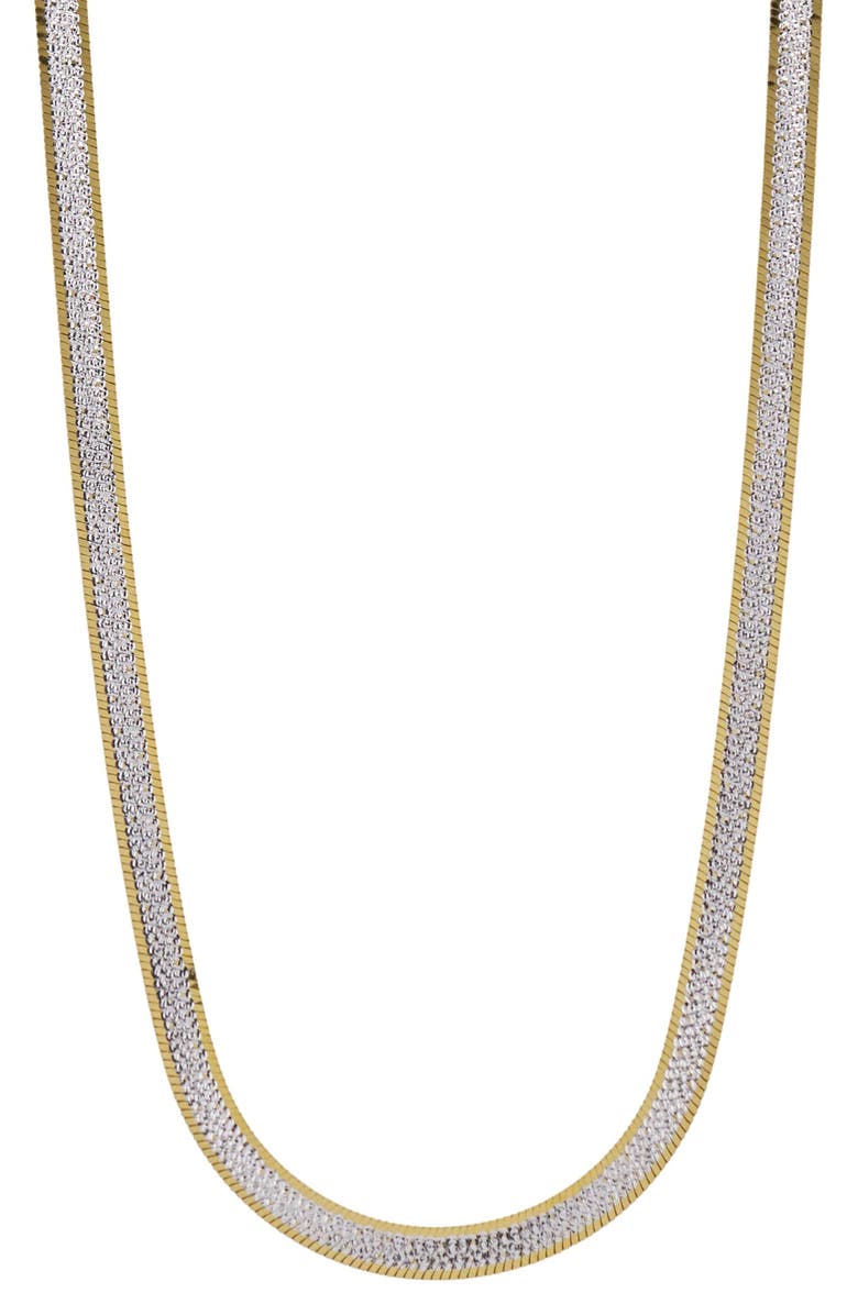 AMERICAN EXCHANGE Two Tone Herringbone Chain Necklace, Main, color, Gold/ Silver