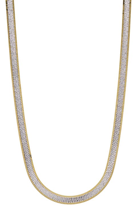 Two Tone Herringbone Chain Necklace