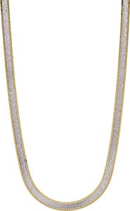 AMERICAN EXCHANGE Two Tone Herringbone Chain Necklace