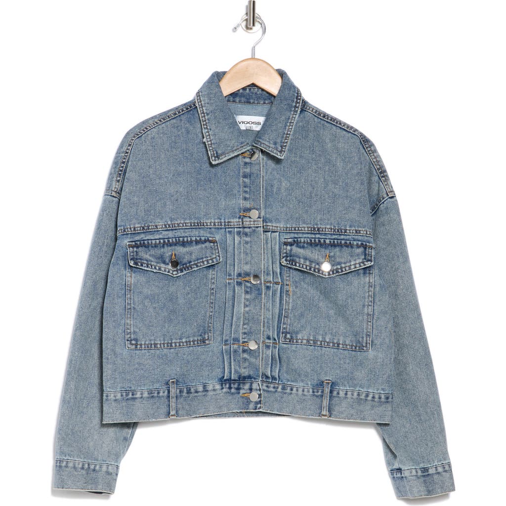 Vigoss Oversize Denim Trucker Jacket In Light Wash