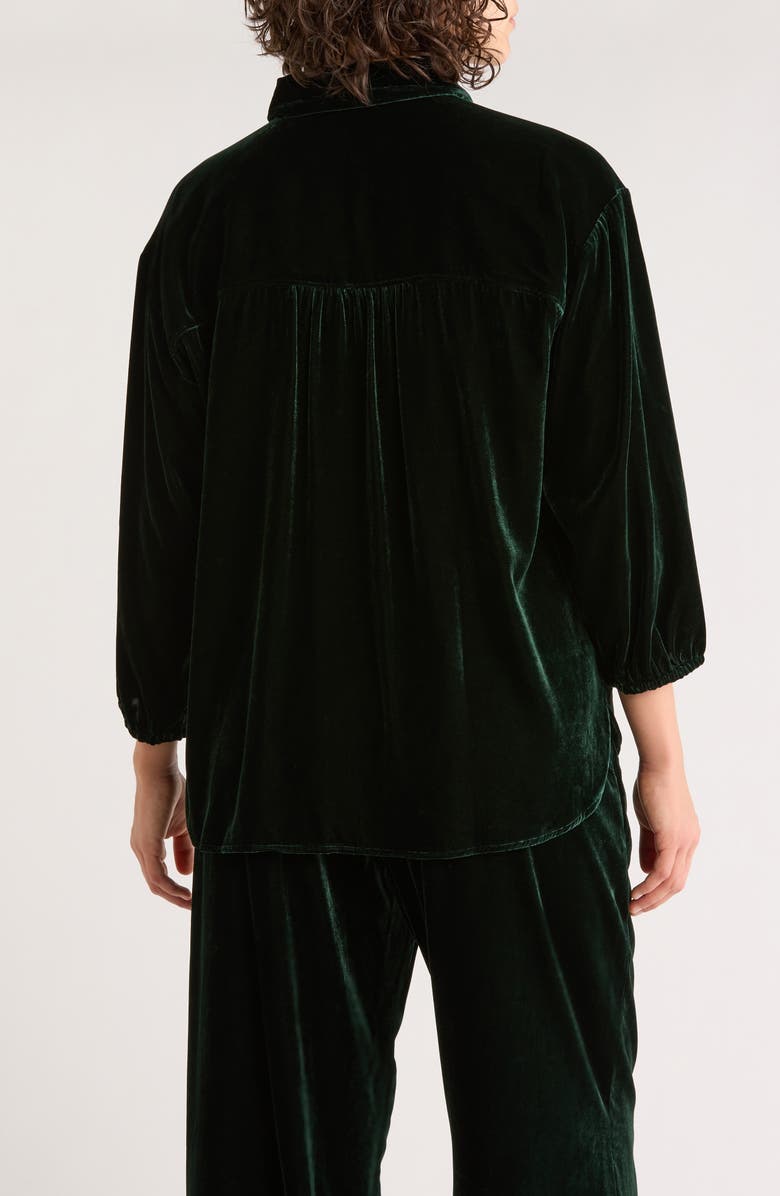 Marine Layer Bella Oversize Velvet Button-Up Shirt, Alternate, color, Emerald