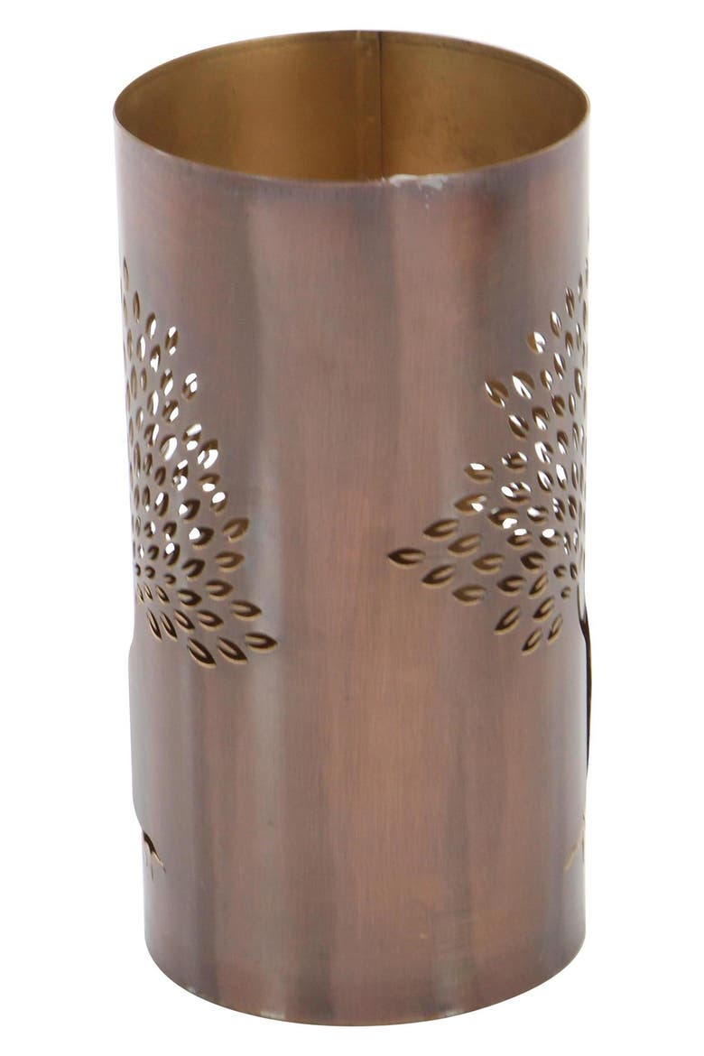 Set of 3 Textured Metal Lantern Candle Holders, Alternate, color, COPPER