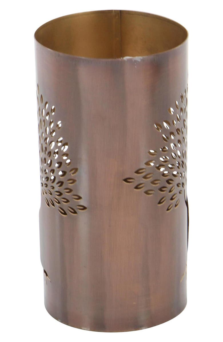 WILLOW ROW Set of 3 Textured Metal Lantern Candle Holders, Alternate, color, Copper