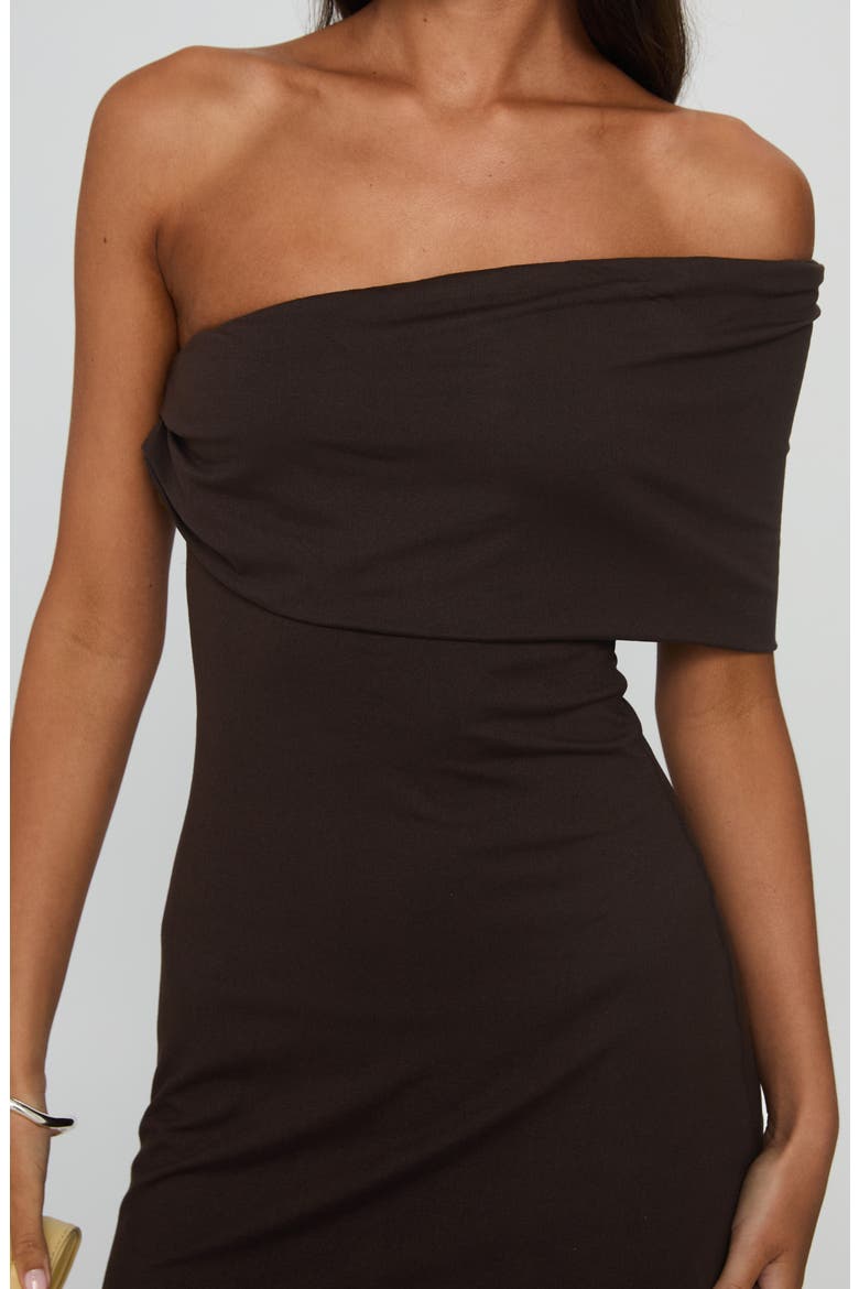 Laurencia Off the Shoulder Minidress, Alternate, color, CHOCOLATE
