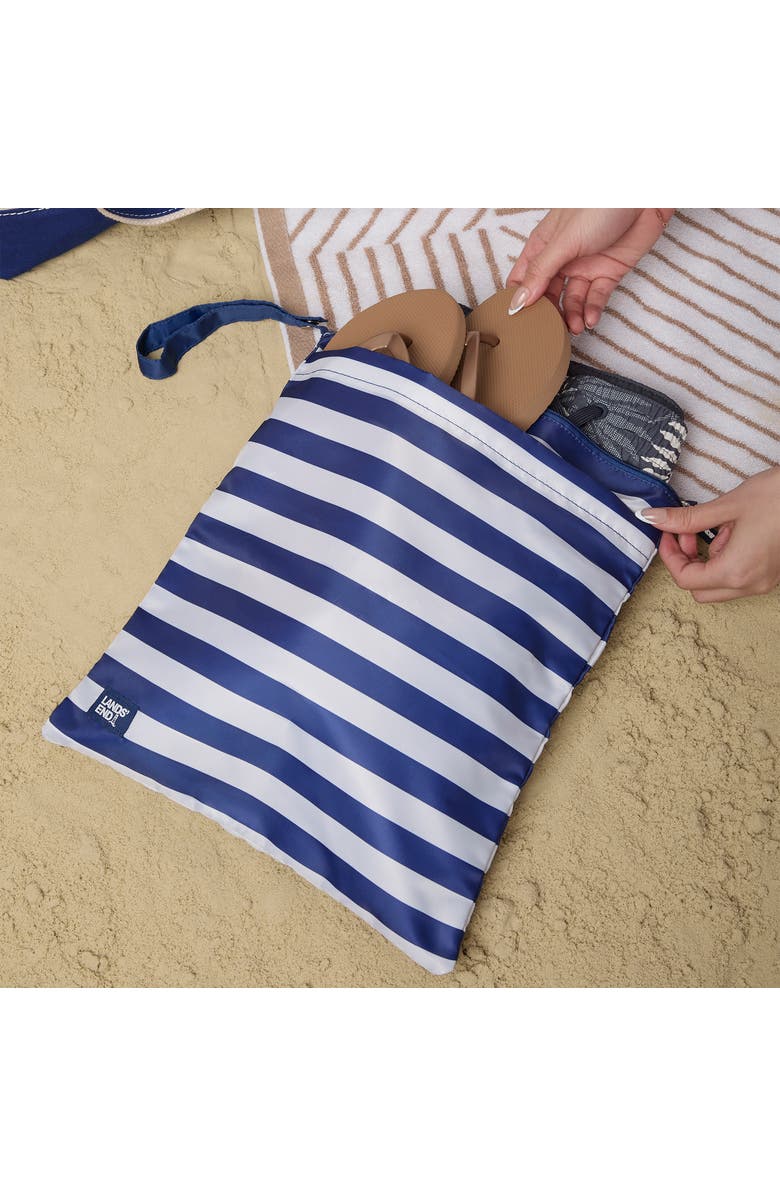 Lands' End Wet Bags for Travel 2-Piece Set, Polyester Canvas Wet Dry Bag for Swimsuits, Wet Clothes, and More, Alternate, color, Navy