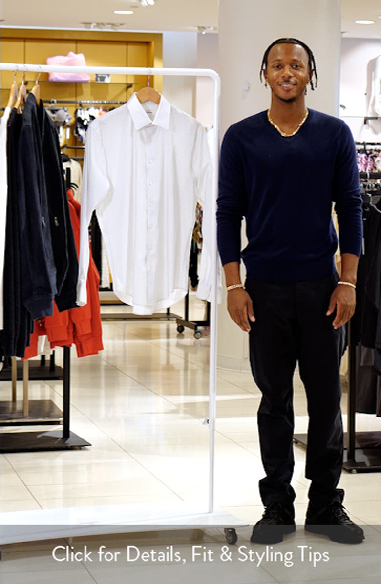 Trim Fit Patterned Premium Performance Twill Dress Shirt, sales video thumbnail