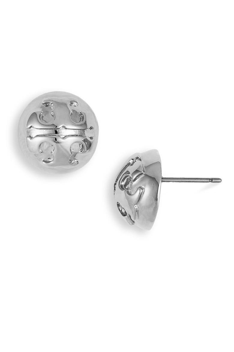 Small Domed Stud Earrings, Main, color, SILVER