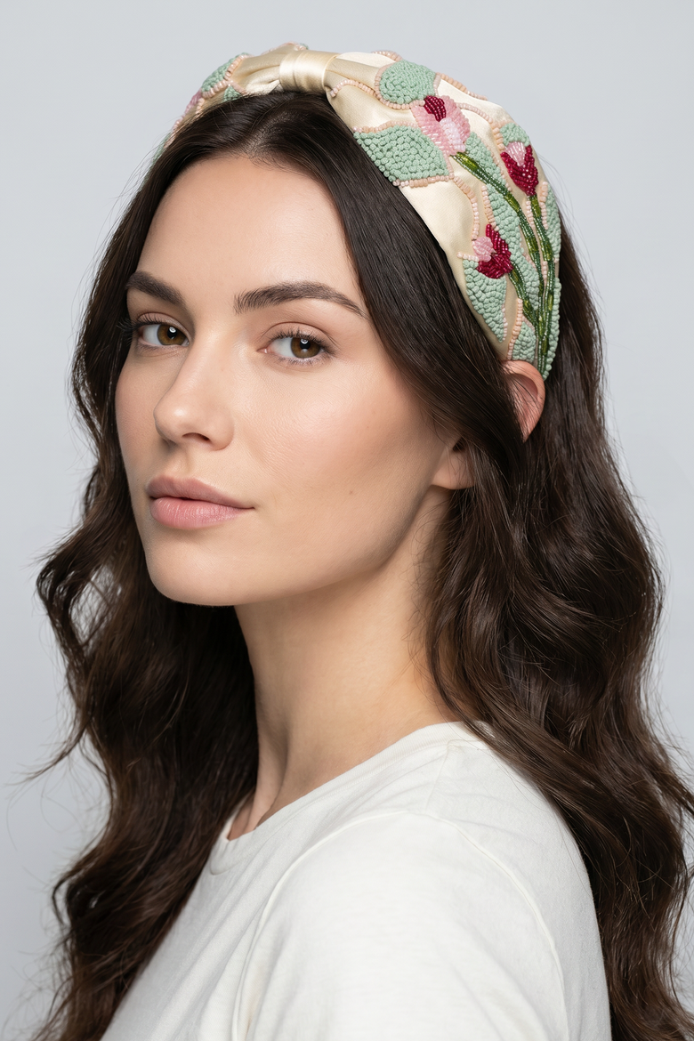 Vintage Bloom Statement Headband, Alternate, color, Off White