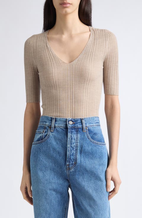 Pika Ribbed Merino Wool V-Neck Top