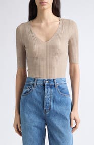 Kallmeyer Pika Ribbed Merino Wool V-Neck Top