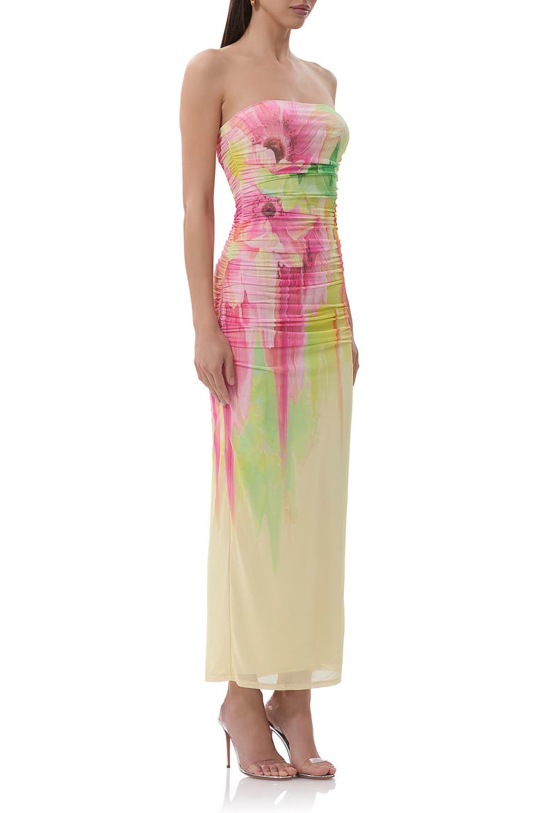 Marlo Strapless Mesh Maxi Dress, Alternate, color, BUTTER PEONY